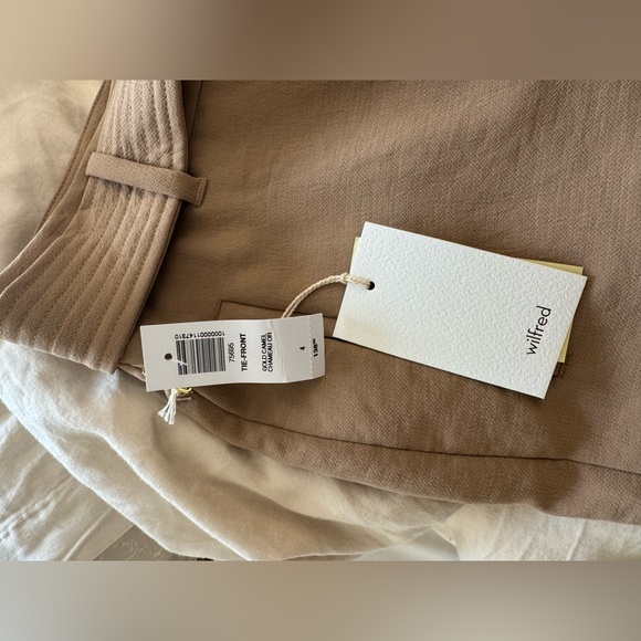 Aritzia Wilfred Tie Front Tailored Trouser Pant in Gold Camel - size 4, NWT - Picture 4 of 6